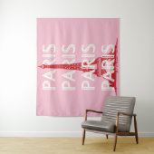Parijs, Reiskunst, Retro Art, Roze Wandkleed (In situ)
