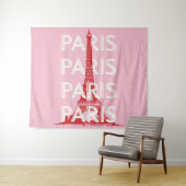 Parijs, Reiskunst, Retro Art, Roze Wandkleed (In Situ (horizontaal))