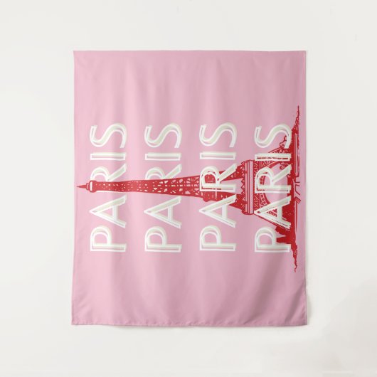 Parijs, Reiskunst, Retro Art, Roze Wandkleed (Voorkant)