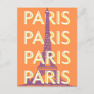 Parijs, Reiskunst, Retro Reiskunst Feestdagenkaart