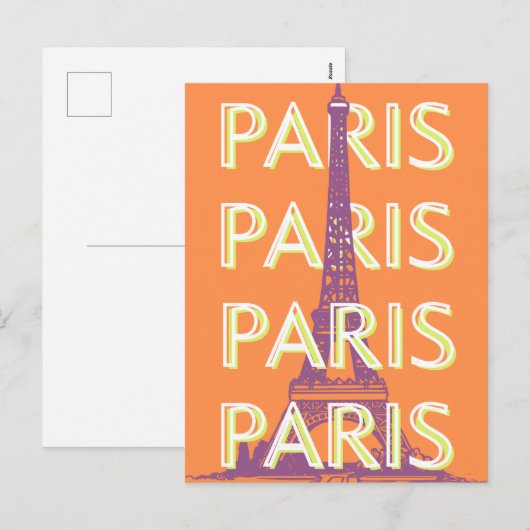 Parijs, Reiskunst, Retro Reiskunst Feestdagenkaart (Voorkant / Achterkant)