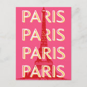 Parijs, Reiskunst, Retro Reiskunst, Roze Briefkaart (Voorkant)