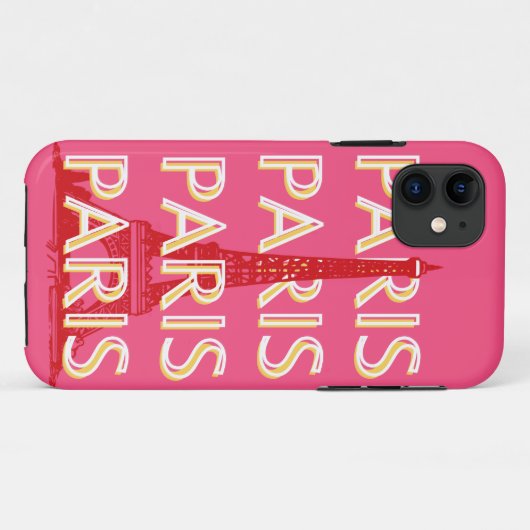Parijs, Reiskunst, Retro Reiskunst, Roze Case-Mate iPhone Case (Achterkant (horizontaal))