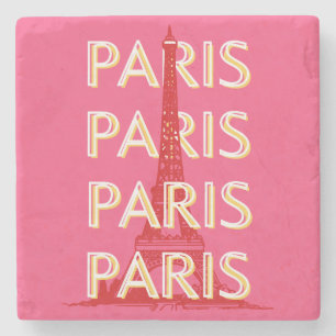 Parijs, Reiskunst, Retro Reiskunst, Roze Stenen Onderzetter