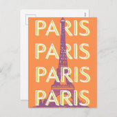 Parijs, Reiskunst, Retro Reiskunst, Sinaasappel Feestdagenkaart (Voorkant / Achterkant)