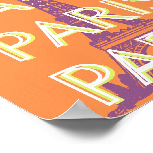 Parijs, Reiskunst, Retro Reiskunst, Sinaasappel Poster (Hoek)