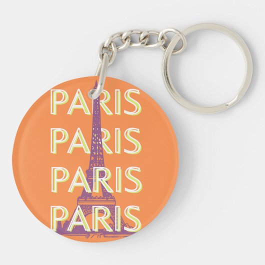 Parijs, Reiskunst, Retro Reiskunst Sleutelhanger (Achterkant)