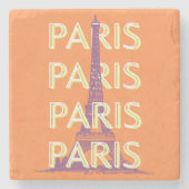 Parijs, Reiskunst, Retro Reiskunst Stenen Onderzetter (Voorkant)