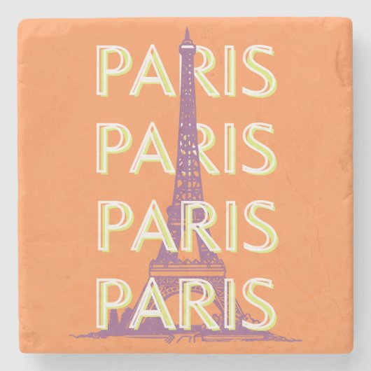 Parijs, Reiskunst, Retro Reiskunst Stenen Onderzetter (Voorkant)