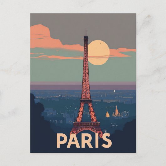  Parijs Reizen Eiffeltoren Retro Briefkaart (Voorkant)