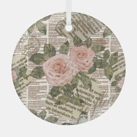 Parijs Reizen:  krant Wallpaper. Glas Ornament (Voorkant)
