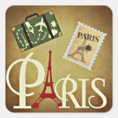 Parijs, reizen vierkante sticker (Voorkant)