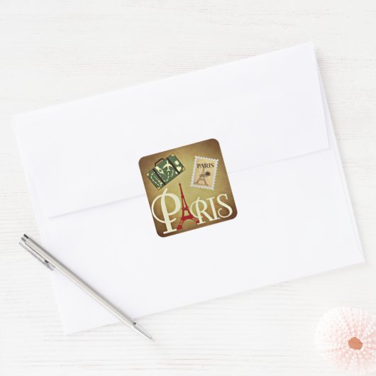 Parijs, reizen vierkante sticker (Envelop)