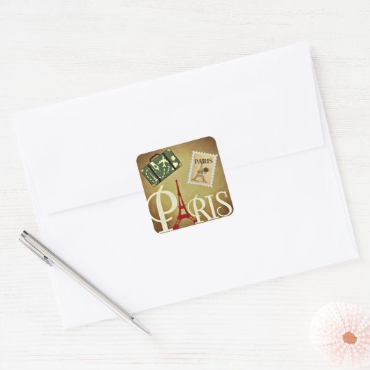 Parijs, reizen vierkante sticker (Envelop)