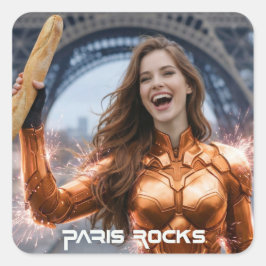 PARIJS ROCKT VIERKANTE STICKER