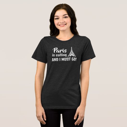 Parijs roept Design Tri-Blend Shirt (Voorkant volledig)