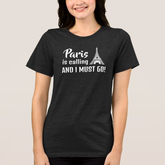 Parijs roept Design Tri-Blend Shirt (Voorkant)