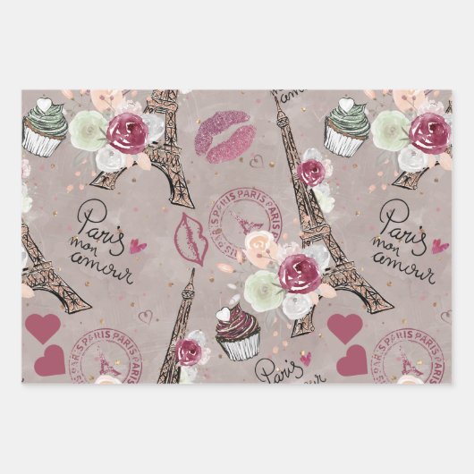 Parijs Romance, Franse stijl Inpakpapier Vel (Voorkant 3)