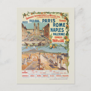 Parijs Rome Napels Vintage Poster 1905 Briefkaart
