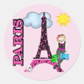 Parijs Ronde Sticker (Voorkant)