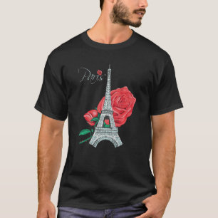 Parijs Roos Eiffel Tower Rozen T-shirt