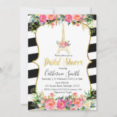 Parijs Roze Bloemen Romantisch Vrijgezellenfeest Kaart (Voorkant)