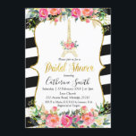 Parijs Roze Bloemen Romantisch Vrijgezellenfeest Kaart<br><div class="desc">Roze Paris Spring Floral Romantische Bruids Douche Uitnodiging. Zeer modern en elegant voor uw feest.</div>