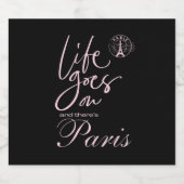 Parijs roze en zwart leven gaat door  sparkling wijnetiket (Enkel label)