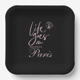 Parijs roze en zwart leven gaat verder papieren bordje