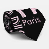 Parijs roze, en zwart mannen paris thema stropdas (Opgerold)
