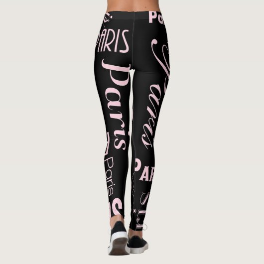 Parijs roze en zwart parijs  leggings (Achterkant)