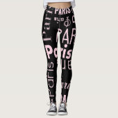 Parijs roze en zwart parijs  leggings (Voorkant)