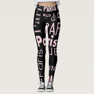 Parijs roze en zwart parijs leggings