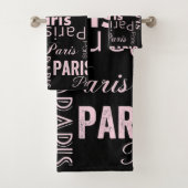 Parijs roze en zwart, paris print bad handdoek (Insitu)