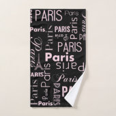 Parijs roze en zwart, paris print bad handdoek (Handdoek)