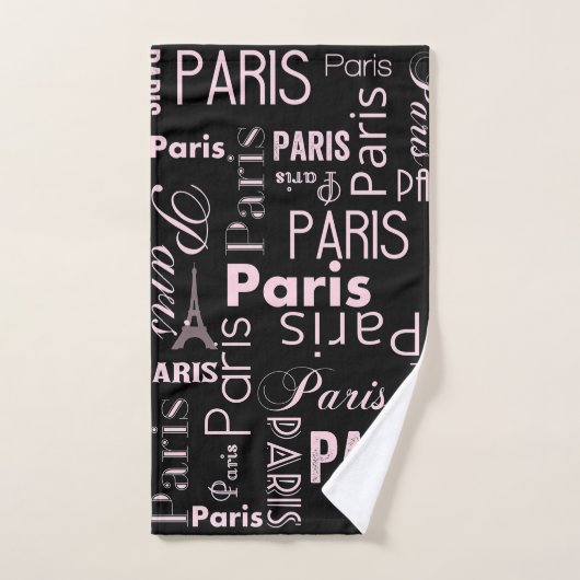 Parijs roze en zwart, paris print bad handdoek (Handdoek)