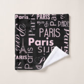 Parijs roze en zwart, paris print bad handdoek (Wasdoekje)