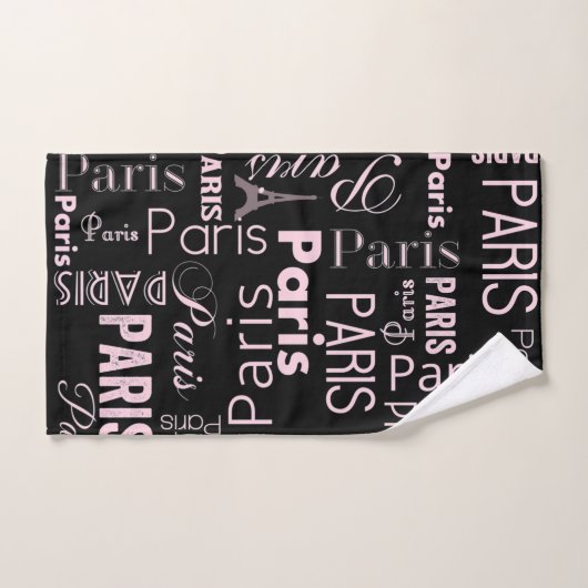 Parijs roze en zwart, paris print bad handdoek (Handdoek)
