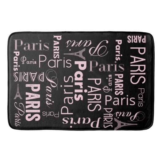 Parijs roze en zwart paris print badmat (Voorkant)