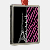 Parijs; Roze en zwarte zebra afdrukken Metalen Ornament (Rechts)