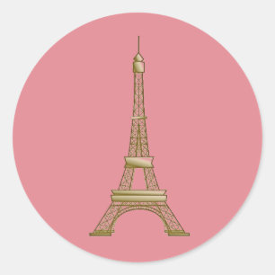 Parijs Roze & Gouden Eiffeltoren Ronde Sticker