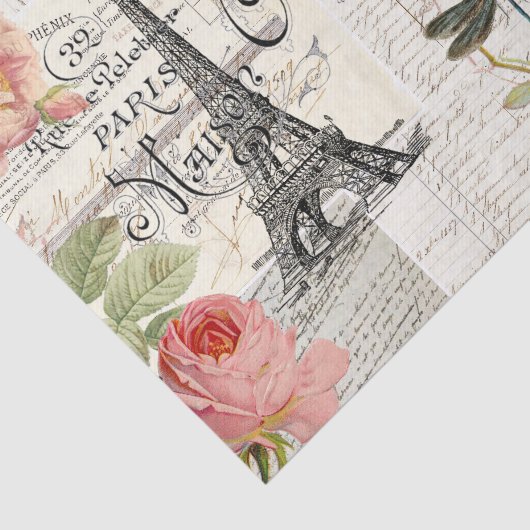  Parijs roze rozen Ephemera Weefpapier Tissuepapier (Detail)