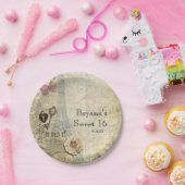 Parijs roze rozen slot & Key Chic Wedding Papieren Bordje (Feest)