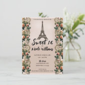 Parijs roze rozenwijnstokken eiffeltoren zoet 16 kaart (Staand voorkant)