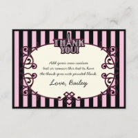 Parijs, roze stripes bedankt kaarten