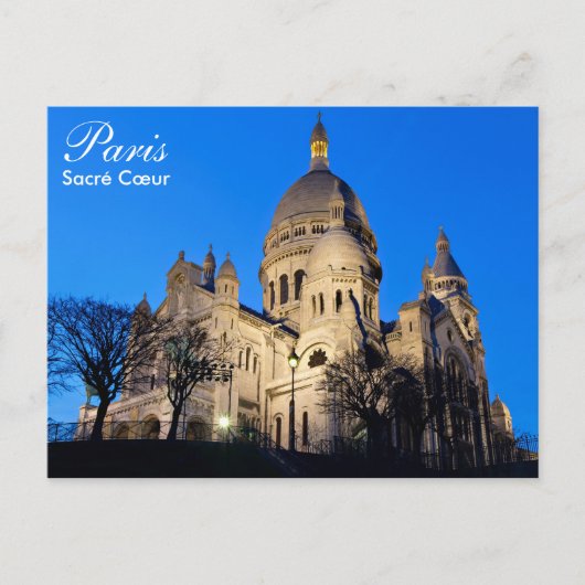 Parijs - Sacré Coeur bij nacht briefkaart (Voorkant)