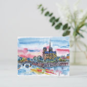 Parijs schets ansichtkaart briefkaart (Staand voorkant)