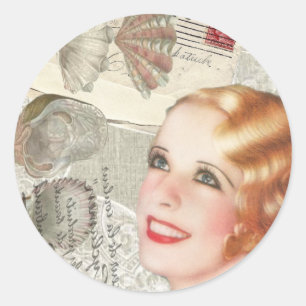 parijs shabby chic retro vrijgezellenfeest ronde sticker