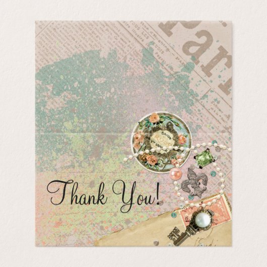  Parijs Shabby Franse juwelen - Hartelijk dank Kaart (Buitenkant ongevouwen)