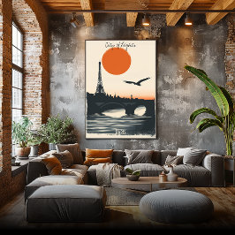 Parijs Silhouetten - Eiffeltoren Reflecties Poster